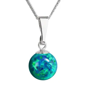 Evolution Group Stříbrný náhrdelník se zeleným syntetickým opálem 12050.3 green