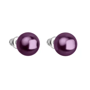 Evolution Group Náušnice bižuterie s perlou fialové kulaté 71070.3