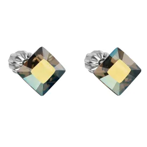 Evolution Group Stříbrné náušnice pecka s krystaly Swarovski zelený čtverec 31065.3