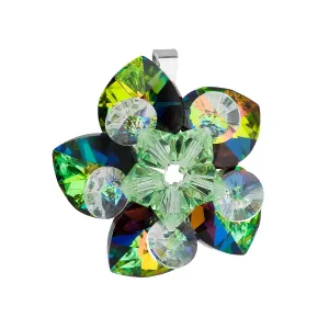 Evolution Group Stříbrný přívěsek s krystalem Swarovski zelená květina 34072.5