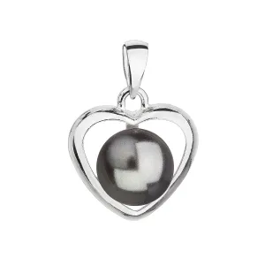 Evolution Group Stříbrný přívěsek s šedou Swarovski perlou srdce 34246.3
