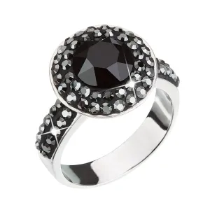 Evolution Group Stříbrný prsten s krystaly černý 35019.5