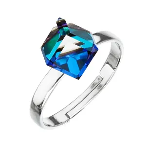 Evolution Group Stříbrný prsten s krystaly modrá kostička 35011.5 bermuda blue
