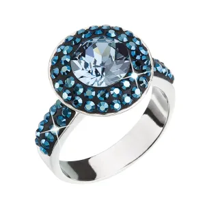 Evolution Group Stříbrný prsten s krystaly modrý 35019.5