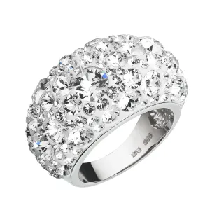 Evolution Group Stříbrný prsten s krystaly Swarovski bílý 35028.1