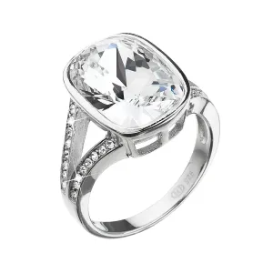 Evolution Group Stříbrný prsten s krystaly Swarovski bílý obdélník 35051.1