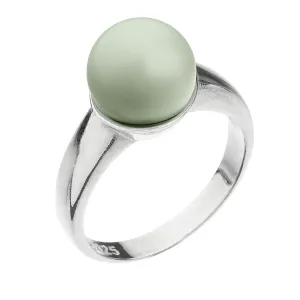 Evolution Group Stříbrný prsten se Swarovski perlou pastelově zelený 35022.3 pastel green