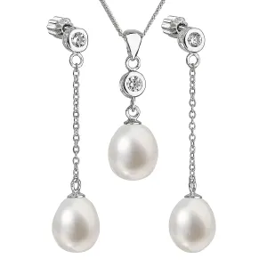 Evolution Group Stříbrná perlová sada se zirkony Pavona 29005.1 AAA bílá (náušnice, řetízek, přívěsek)
