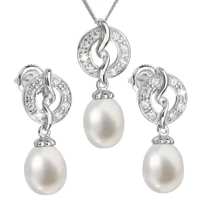 Evolution Group Luxusní stříbrná souprava s pravými perlami Pavona 29014.1 (náušnice, řetízek, přívěsek)