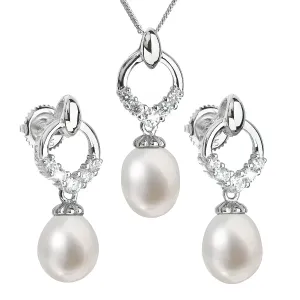 Evolution Group Luxusní stříbrná souprava s pravými perlami Pavona 29015.1 (náušnice, řetízek, přívěsek)