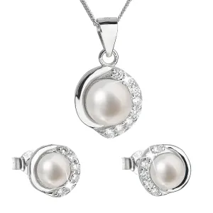 Evolution Group Luxusní stříbrná souprava s pravými perlami Pavona 29022.1 (náušnice, řetízek, přívěsek)