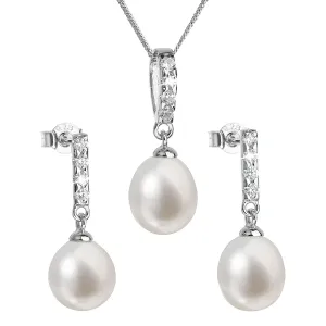 Evolution Group Luxusní stříbrná souprava s pravými perlami Pavona 29032.1 (náušnice, řetízek, přívěsek)