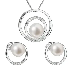 Evolution Group Souprava stříbrných šperků s pravými perlami Pavona 29038.1 (náušnice, řetízek, přívěsek)