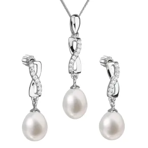 Evolution Group Souprava stříbrných šperků s pravými perlami Pavona 29041.1 (náušnice, řetízek, přívěsek)