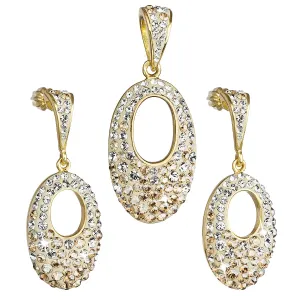 Evolution Group Sada šperků s krystaly náušnice a přívěsek zlatý ovál 39075.5