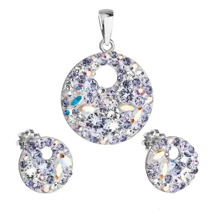 Evolution Group Sada šperků s krystaly Swarovski náušnice a přívěsek fialové kulaté 39148.3 violet