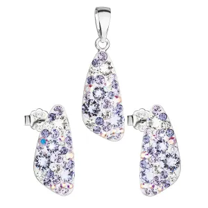 Evolution Group Sada šperků s krystaly Swarovski náušnice a přívěsek fialový 39167.3 violet