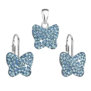 Evolution Group Sada šperků s krystaly Swarovski náušnice a přívěsek modrý motýl 39144.3