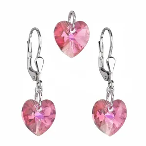 Evolution Group Sada šperků s krystaly Swarovski náušnice a přívěsek růžová srdce 39003.3 rosaline