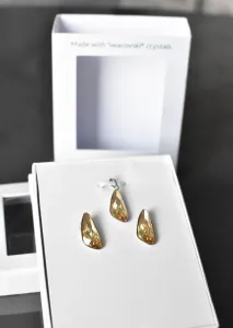 Evolution Group Sada šperků s krystaly Swarovski náušnice a přívěsek zlaté 79022.5