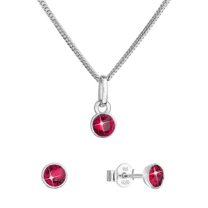 Evolution Group Sada šperků s krystaly Swarovski náušnice, řetízek a přívěsek červené 39177.3 ruby