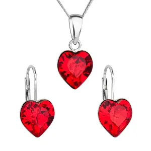 Evolution Group Sada šperků s krystaly Swarovski náušnice, řetízek a přívěsek červené srdce 39141.3