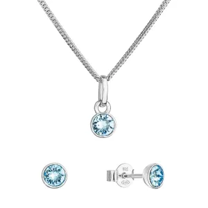 Evolution Group Sada šperků s krystaly Swarovski náušnice, řetízek a přívěsek modré 39177.3 aqua