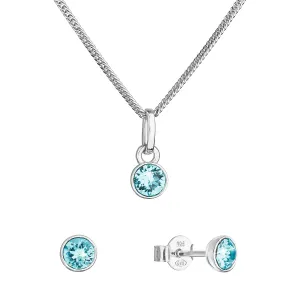 Evolution Group Sada šperků s krystaly Swarovski náušnice, řetízek a přívěsek modré 39177.3 lt. turquoise