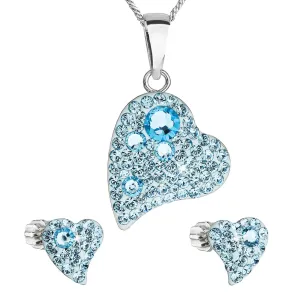 Evolution Group Sada šperků s krystaly Swarovski náušnice,řetízek a přívěsek modré srdce 39170.3 