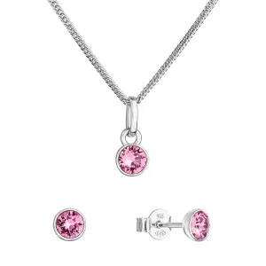 Evolution Group Sada šperků s krystaly Swarovski náušnice, řetízek a přívěsek růžové 39177.3 rose