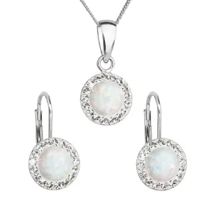 Evolution Group Třpytivá souprava šperků s krystaly Preciosa 39160.1 & white s.opal (náušnice, řetízek, přívěsek)