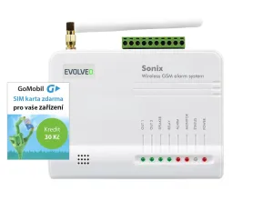 EVOLVEO Sonix - bezdrátový GSM alarm (4 ks dálk. ovl., PIR čidlo pohybu, čidlo na dveře/okno, externí repro, Android/iPhone