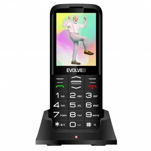 Evolveo EasyPhone XO, mobilní telefon pro seniory s nabíjecím stojanem, černý