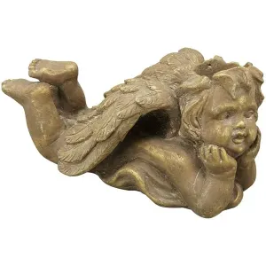 Bronzovo - hnědý antik květináč ležící Anděl - 30*16*15 cm 241694