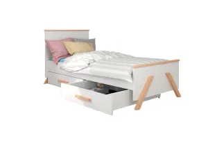 Expedo Dětská postel KAROLI + matrace, 80x180, bílá/buk