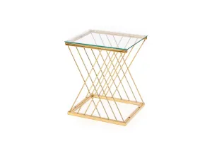 Expedo Konferenční stolek FEDERICA, 45x52,5x39, zlatá/sklo #4310154
