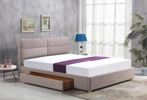 HALMAR Čalouněná postel Merida 160x200 dvoulůžko - béžové
