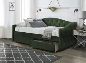 Expedo VÝPRODEJ Čalouněná postel TANARO, 90x200, tmavě zelená + rošt