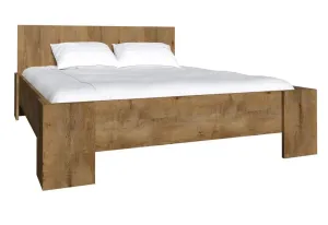 Expedo Manželská postel COLORADO L-1 + rošt + sendvičová matrace MORAVIA, 160 x 200 cm, dub Lefkas tmavý