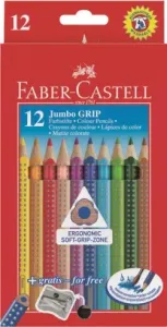 Pastelky Jumbo Grip set 12 ks + ořezávátko (Faber Castel - Akvarelové)