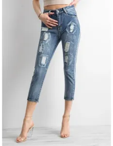 Dámské džíny s roztržením a sepraným efektem MILA modré