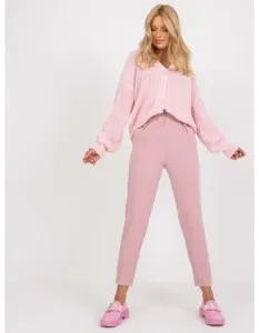 Dámské kalhoty s vysokým pasem LEXA světle růžové