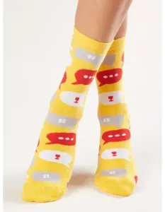 Dámské ponožky s potiskem KOHEN žluté