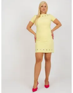 Dámské šaty s krátkými rukávy mini plus size BARBARA žluté