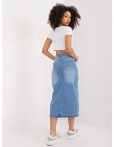Dámská sukně s vysokým pasem midi džínová modrá
