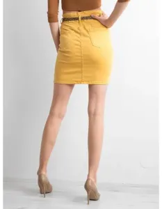 Dámská sukně vypasovaná džínová SLIM žlutá
