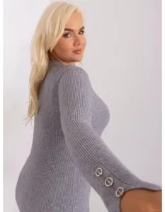 Dámský svetr s výstřihem do V plus size IRORI šedý