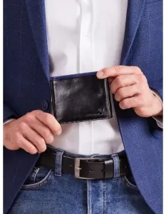 Černá horizontální otevřená pánská peněženka s kobaltově modrou vložkou