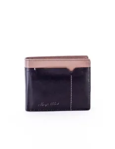 Černá kožená pánská peněženka s béžovou vložkou