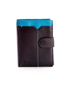 Černá kožená pánská peněženka s modrou vložkou